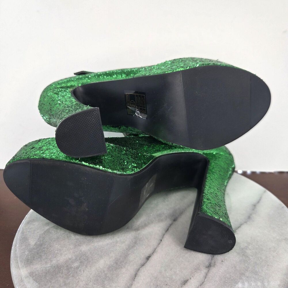 Shoes Womens Size 10 Green Glitter Platform Shamrock St Patricks Day Leprechaun - Picture 8 of 16